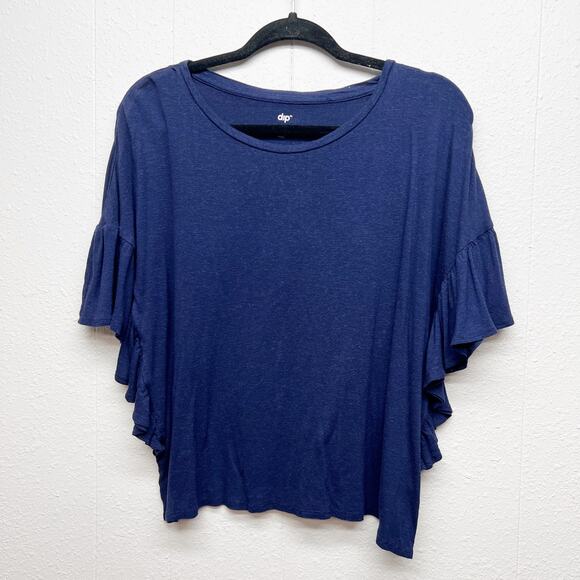 Dip Linen Blend Ruffle Trim Workwear Casual Relaxed Breathable Womens Top Small - Picture 1 of 11